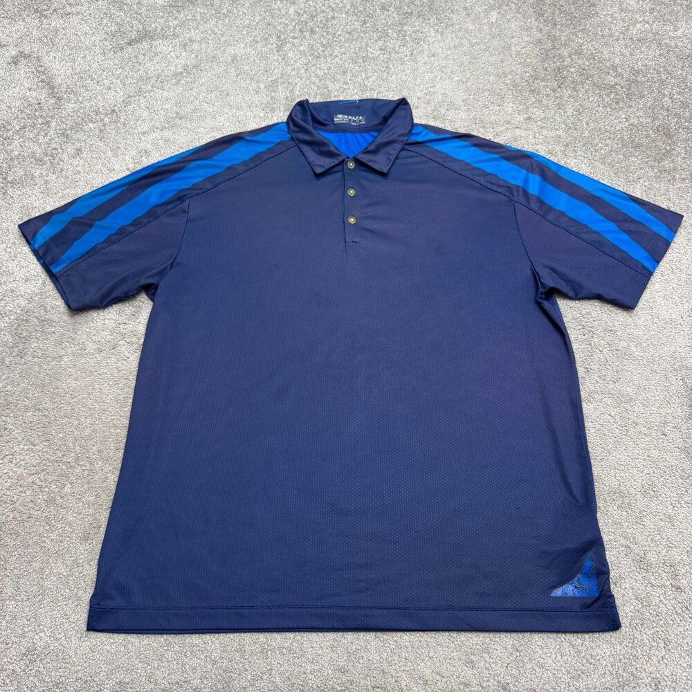 Nike Golf Fit Dry Polo Shirt Mens XL Blue Striped Stretch Short Sleeve Swing Top